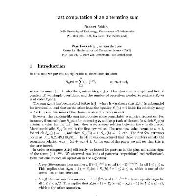 خرید و دانلود نسخه کامل کتاب Fast computation of an alternating sum