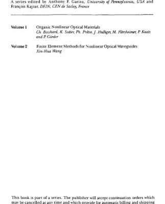 خرید و دانلود نسخه کامل کتاب Finite Element Methods for Nonlinear Optical Waveguides
