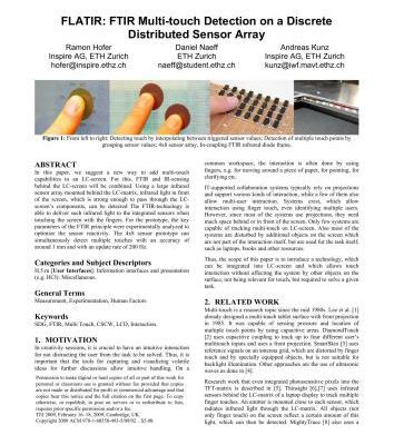خرید و دانلود نسخه کامل کتاب FLATIR: FTIR Multi-touch Detection on a Discrete Distributed Sensor Array