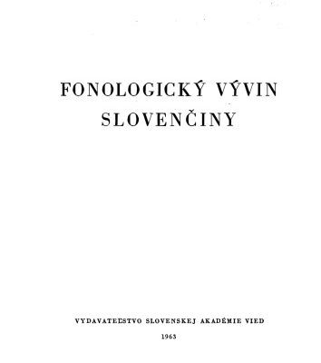 خرید و دانلود نسخه کامل کتاب Fonologický vývin slovenčiny