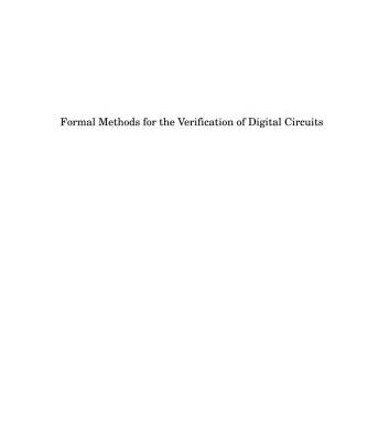 خرید و دانلود نسخه کامل کتاب Formal Methods for the Verification of Digital Circuits