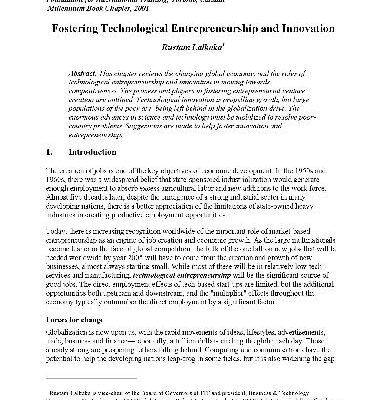 خرید و دانلود نسخه کامل کتاب Fostering Technological Entrepreneurship and Innovation
