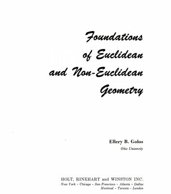 خرید و دانلود نسخه کامل کتاب Foundations of Euclidean and Non-Euclidean Geometry