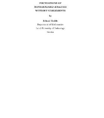 خرید و دانلود نسخه کامل کتاب Foundations of non-standard analysis without urelements