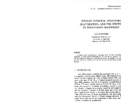 خرید و دانلود نسخه کامل کتاب Fourier integral operators, quantization, and spectra of Riemannian manifolds (CNRS colloquium)