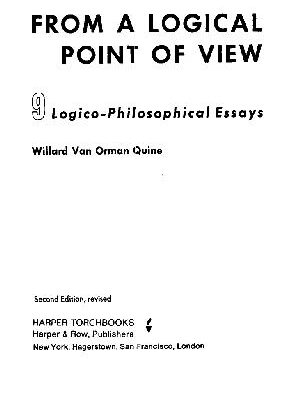 خرید و دانلود نسخه کامل کتاب From a Logical Point of View