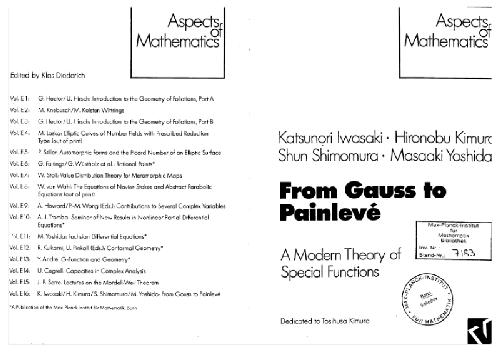 خرید و دانلود نسخه کامل کتاب From Gauss to Painleve: a modern theory of special functions_68b3953d65dfe.jpeg خرید و دانلود نسخه کامل کتاب From Gauss to Painleve: a modern theory of special functions