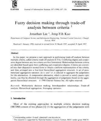 خرید و دانلود نسخه کامل کتاب Fuzzy decision making through trade-off analysis between criteria – Lee, Kuo