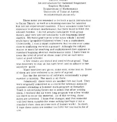 خرید و دانلود نسخه کامل کتاب Galois theory: An introduction for (talented) beginners
