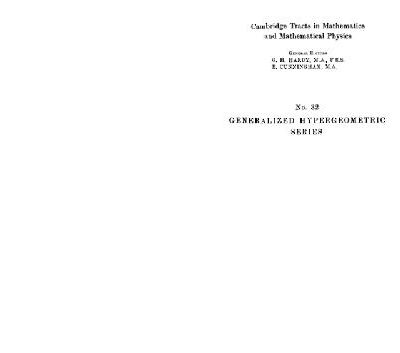 خرید و دانلود نسخه کامل کتاب Generalized hypergeometric series