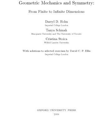 خرید و دانلود نسخه کامل کتاب Geometric mechanics and symmetry: From finite to infinite dimensions