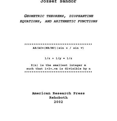 خرید و دانلود نسخه کامل کتاب Geometric Theorems, Diophantine Equations, and Arithmetic Functions