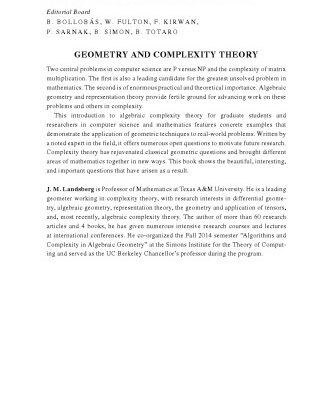 خرید و دانلود نسخه کامل کتاب Geometry and Complexity Theory