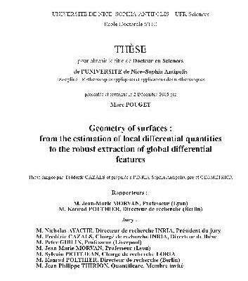 خرید و دانلود نسخه کامل کتاب Geometry of surfaces: estimation of local differential quantities and extraction of global features