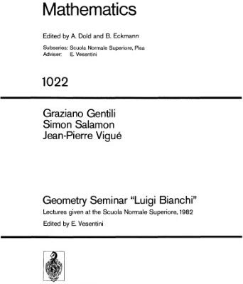خرید و دانلود نسخه کامل کتاب Geometry Seminar “Luigi Bianchi”: Lectures given at the Scuola Normale Superiore, 1982