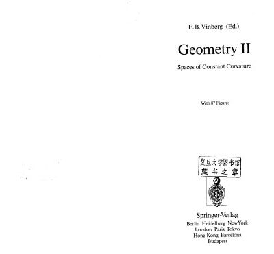 خرید و دانلود نسخه کامل کتاب Geometry: Volume 2: Spaces of Constant Curvature (Encyclopaedia of Mathematical Sciences)