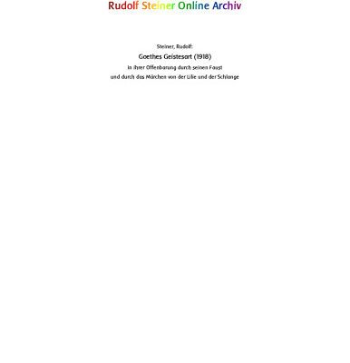 خرید و دانلود نسخه کامل کتاب Goethes Geistesart in ihrer Offenbarung durch seinen Faust und durch das Marchen von der Schlange und der Lilie.  German