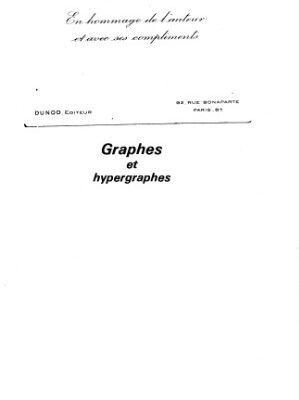خرید و دانلود نسخه کامل کتاب Graphes et hypergraphes