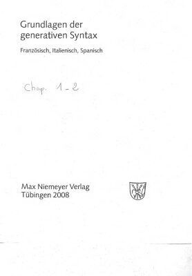 خرید و دانلود نسخه کامل کتاب Grundlagen der generativen Syntax: Französisch, Italienisch, Spanisch