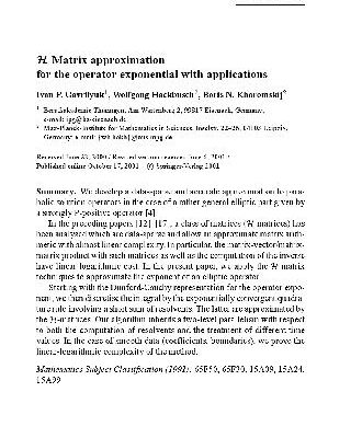 خرید و دانلود نسخه کامل کتاب H -Matrix approximation for the operator exponential with applications