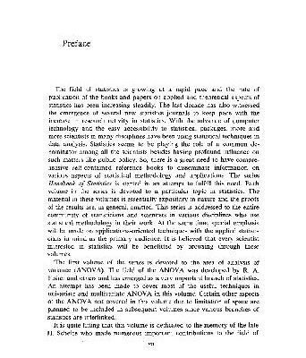 خرید و دانلود نسخه کامل کتاب Handbook of Statistics, Vol. 1. Analysis of Variance