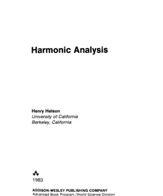 خرید و دانلود نسخه کامل کتاب Harmonic Analysis