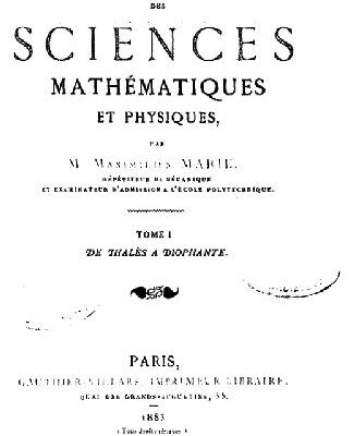 خرید و دانلود نسخه کامل کتاب Histoire des sciences mathematiques et physiques, tomes 1-3. De Thales a Diophante (1883)