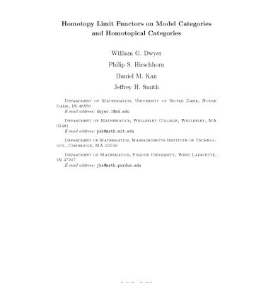 خرید و دانلود نسخه کامل کتاب Homotopy Limit Functors on Model Categories and Homotopical Categories