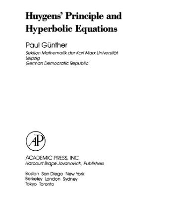 خرید و دانلود نسخه کامل کتاب Huygens’ Principle and Hyperbolic Equations