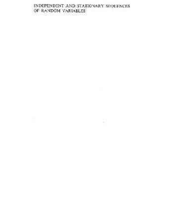 خرید و دانلود نسخه کامل کتاب Independent and stationary sequences of random variables