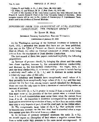 خرید و دانلود نسخه کامل کتاب Inferences from the Hypothesis of Dual Electric Conduction; the Thomson Effect (1920)(en)(16s)