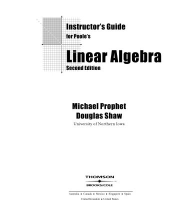 خرید و دانلود نسخه کامل کتاب Instructor’s Guide for Poole’s Linear Algebra – A Modern Introduction 2nd Edition