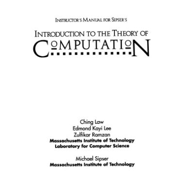 خرید و دانلود نسخه کامل کتاب Instructor’s Manual for Sipser’s Introduction to the Theory of Computation