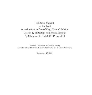 خرید و دانلود نسخه کامل کتاب Instructor’s Solutions Manual for Introduction to Probability (2nd edition)