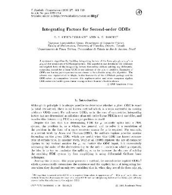 خرید و دانلود نسخه کامل کتاب Integrating factors for 2nd order ODes. JSC 1999