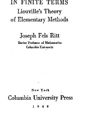 خرید و دانلود نسخه کامل کتاب Integration in finite terms, Liouville theory of elementary methods