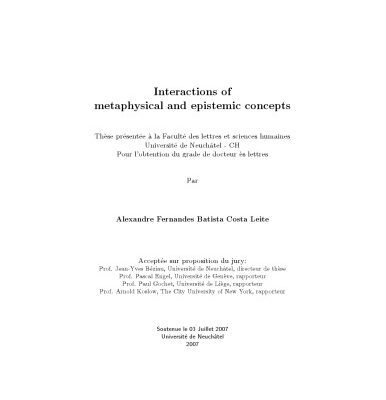 خرید و دانلود نسخه کامل کتاب Interactions of metaphysical and epistemic concepts [PhD Thesis]