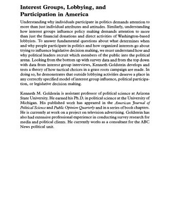 خرید و دانلود نسخه کامل کتاب Interest Groups, Lobbying, and Participation in America