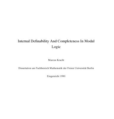 خرید و دانلود نسخه کامل کتاب Internal Definability and Completeness in Modal Logic [PhD Thesis]