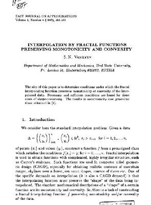 خرید و دانلود نسخه کامل کتاب Interpolation by fractal functions preserving monotonicity and convexity