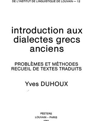 خرید و دانلود نسخه کامل کتاب Introduction aux dialectes grecs anciens