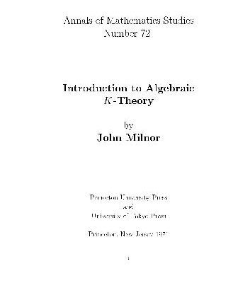 خرید و دانلود نسخه کامل کتاب Introduction to Algebraic K-Theory