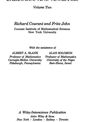 خرید و دانلود نسخه کامل کتاب Introduction to Calculus and Analysis, Vol. 2