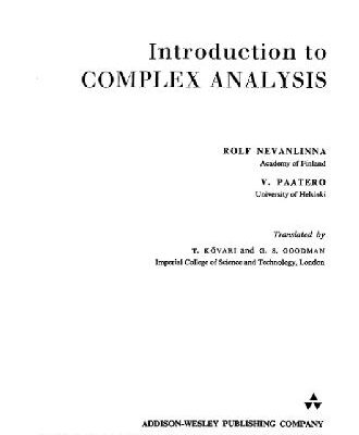 خرید و دانلود نسخه کامل کتاب Introduction to complex analysis