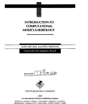 خرید و دانلود نسخه کامل کتاب Introduction to Computational Molecular Biology