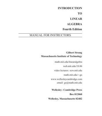 خرید و دانلود نسخه کامل کتاب Introduction to Linear Algebra (+ Solutions manual)