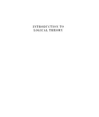 خرید و دانلود نسخه کامل کتاب Introduction To Logical Theory