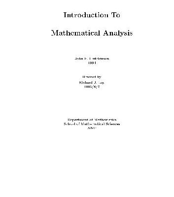 خرید و دانلود نسخه کامل کتاب Introduction to Mathematical Analysis
