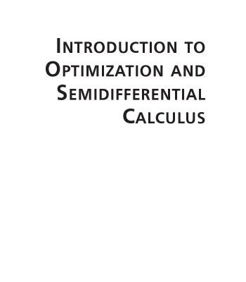 خرید و دانلود نسخه کامل کتاب Introduction to optimization and semidifferential calculus