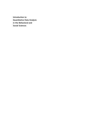 خرید و دانلود نسخه کامل کتاب Introduction to Quantitative Data Analysis in the Behavioral and Social Sciences